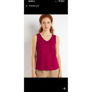 HANRO Balance Shirt Tank Top NWT Barberry V-Neck Size Small LYOCELL